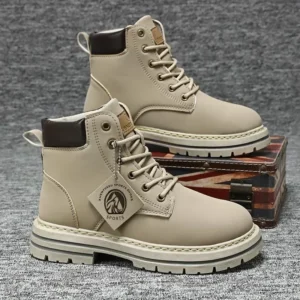 Men Leather Shoes High Top Boots Fashion Motorcycle Ankle Bo