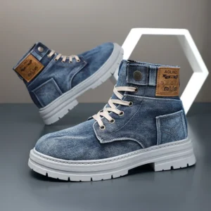 Retro Canvas Boots for Men Trendy Working Shoes High Top Men