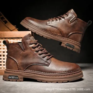 Luxury Men Ankle Boots Retro British High-top Men Boots Fash