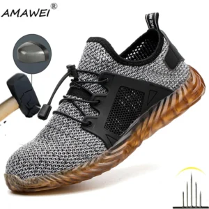 Men Steel Toe Safety Work Shoes Mesh Breathable Lightweight