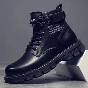 Motorcycle and Ankle Boots Waterproof Boots Men Leather Shoe