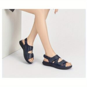 Women's Orthotic Arch Support Walking Slides - Open Toe Hook & Loop Sandals with Insole, Thick Cushioned Sole & Breathable