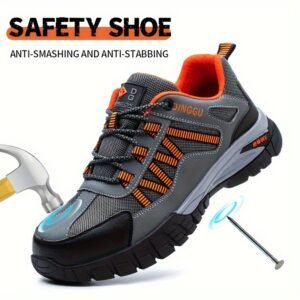 Men's Puncture-proof And Anti-slip Steel Toe Work Safety Shoes.