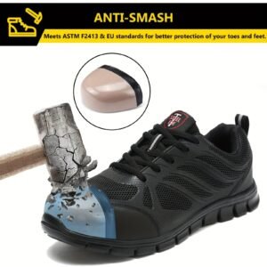 safety shoes women's work shoes light steel head sports anti - Temu - Color : Black - Size : US 6.5