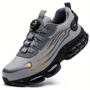 mens breathable safety work shoes durable industrial casual sneakers with reflective stripes steel toe protection cushioned   resistant sole for     shoes sneakers reinforced stitching outdoor footwear sporty design protective footwear active professionals | temu Temu - Color : grey - Size : US 7.5