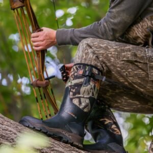 NINGO Hunting Boots For Men - Mid Calf Insulated Mud Rain Boots Neoprene Upper Rubber Sole, Perfect For Gardening, Fishing, Farming